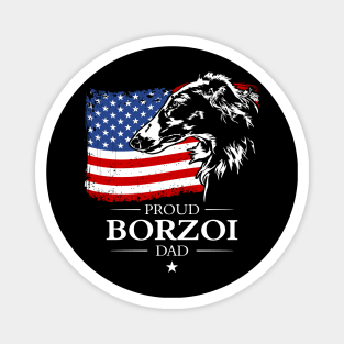 Borzoi Dad American Flag patriotic dog Magnet